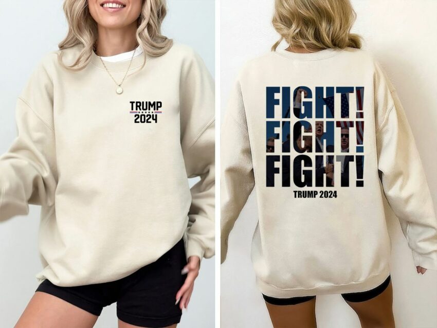 Trump Fight Fight Fight 2 Side T-Shirt, Donald Trump Shooting Tee,  Trump Assassination  Shirt, Never Surrender Tee, Republican Shirt, Make America Great Shirt