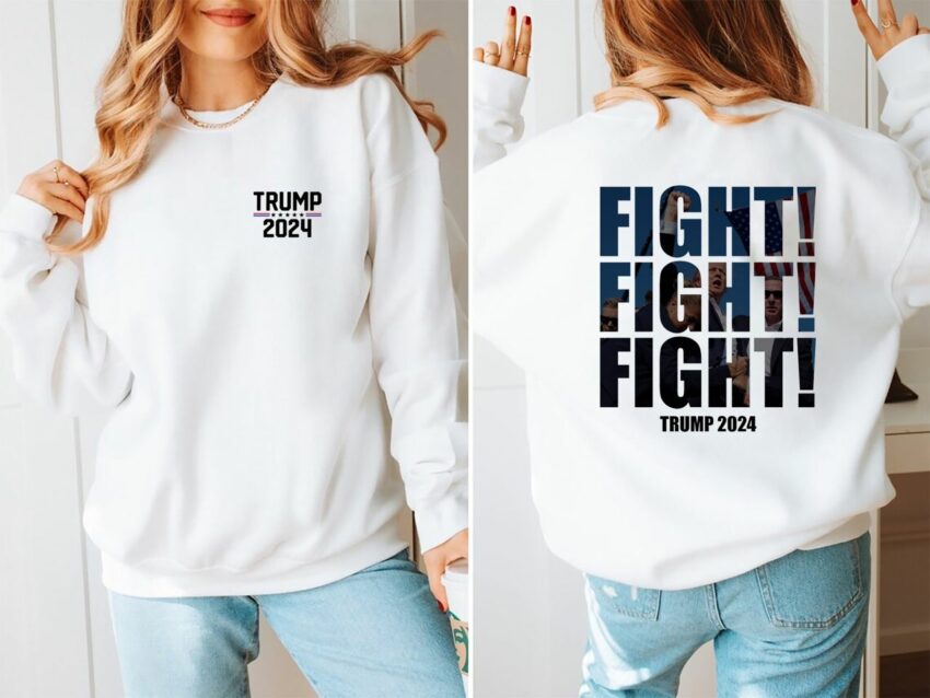 Trump Fight Fight Fight 2 Side T-Shirt, Donald Trump Shooting Tee,  Trump Assassination  Shirt, Never Surrender Tee, Republican Shirt, Make America Great Shirt