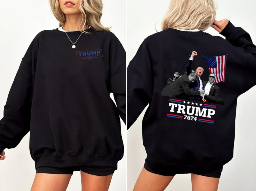 Trump Shooter Never Surrender 2 Sided T-Shirt, I Fight For Trump 2024 Hoodie