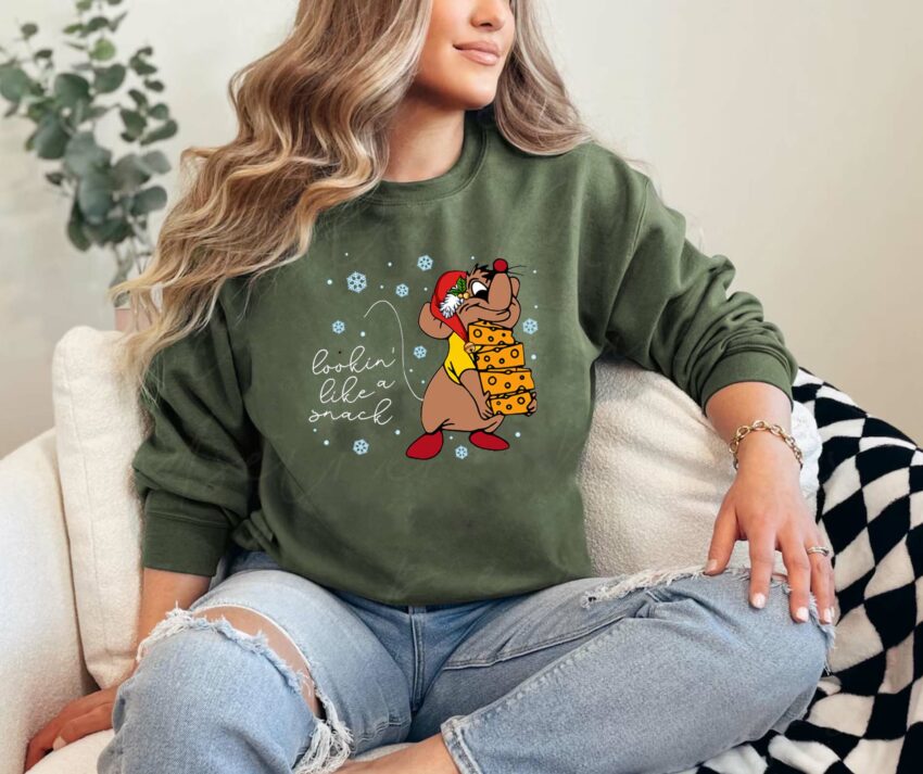 Jaq And Gus Gus Disney Christmas Sweatshirt, Cinderella Christmas T-shirt, Not A Creature Was Stirring Not Even A Mouse Shirt, Christmas Tee