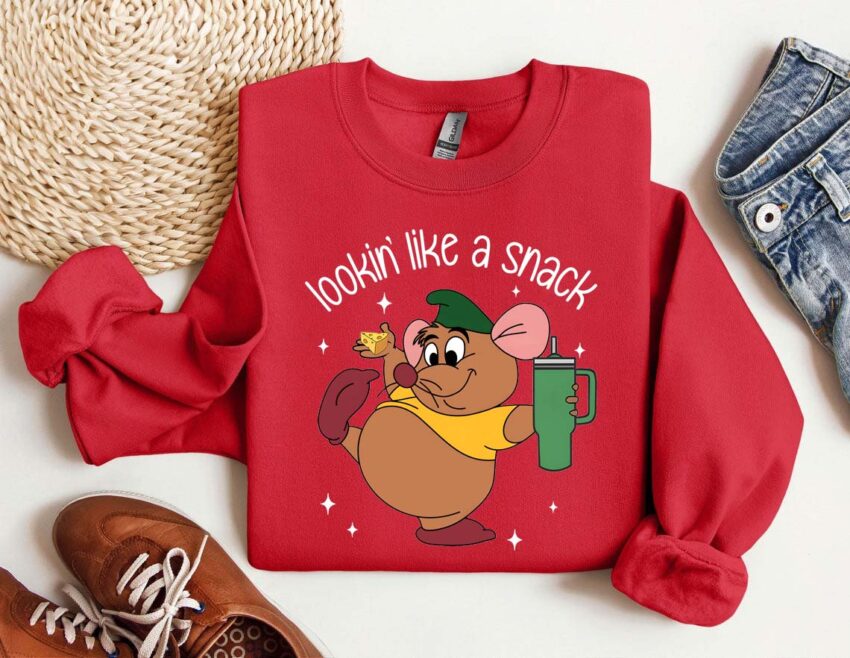 Looking Like A Snack Disney Christmas Sweatshirt, Cinderella Christmas T-shirt, Not A Creature Was Stirring Not Even A Mouse Shirt, Christmas Tee