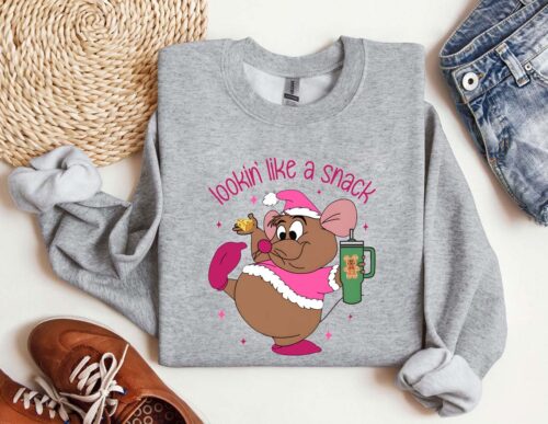 Jaq And Gus Gus Disney Christmas Sweatshirt, Cinderella Christmas T-shirt, Not A Creature Was Stirring Not Even A Mouse Shirt, Christmas Tee