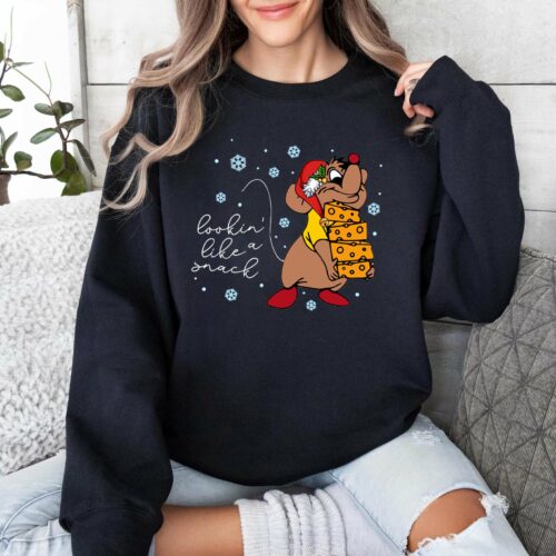 Jaq And Gus Gus Disney Christmas Sweatshirt, Cinderella Christmas T-shirt, Not A Creature Was Stirring Not Even A Mouse Shirt, Christmas Tee