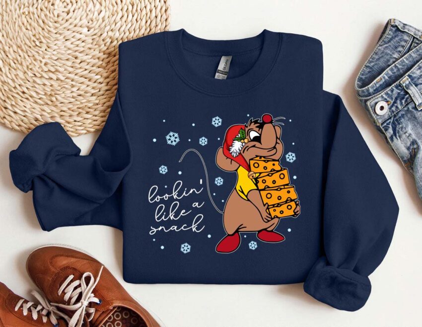 Jaq And Gus Gus Disney Christmas Sweatshirt, Cinderella Christmas T-shirt, Not A Creature Was Stirring Not Even A Mouse Shirt, Christmas Tee