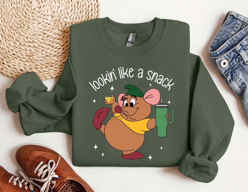 Looking Like A Snack Disney Christmas Sweatshirt, Cinderella Christmas T-shirt, Not A Creature Was Stirring Not Even A Mouse Shirt, Christmas Tee