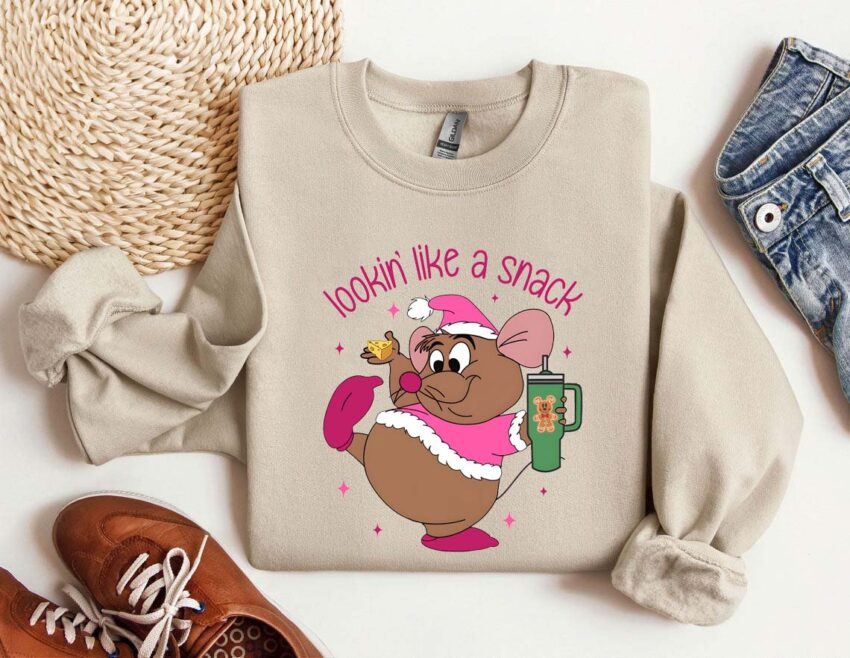 Jaq And Gus Gus Disney Christmas Sweatshirt, Cinderella Christmas T-shirt, Not A Creature Was Stirring Not Even A Mouse Shirt, Christmas Tee